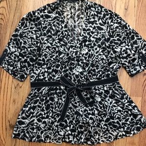 BCBG Max Azria sheer leopard wrap top